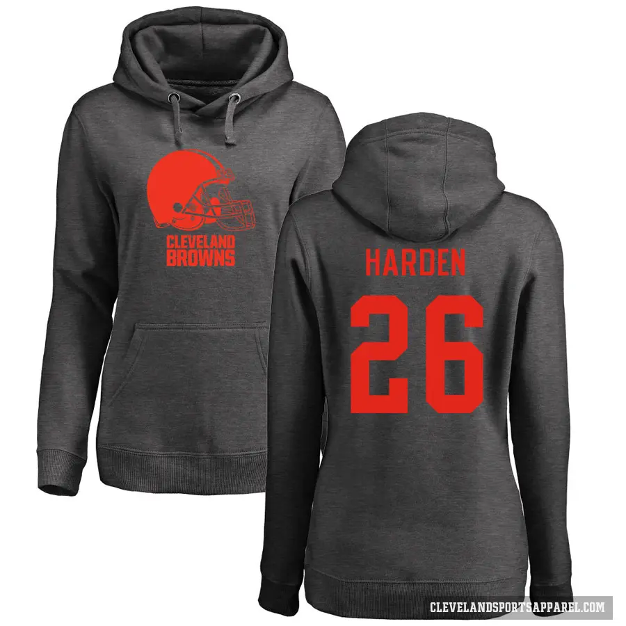 Women's ＃26 Myles Harden Cleveland Browns Pro Line by Branded Ash One Color Pullover Hoodie