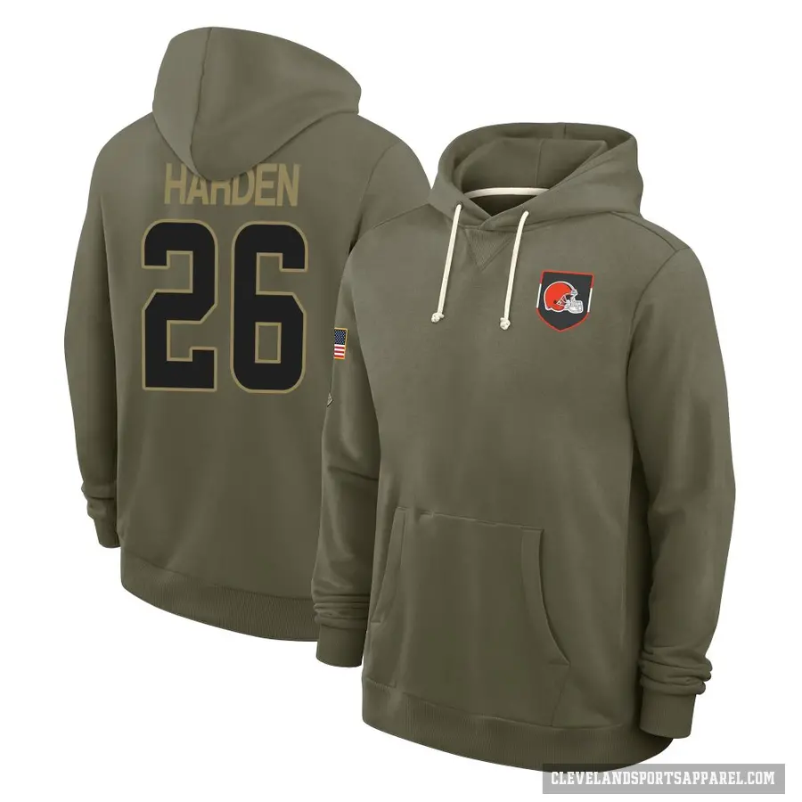 Youth ＃26 Myles Harden Cleveland Browns Olive 2025 Salute to Service Hoodie
